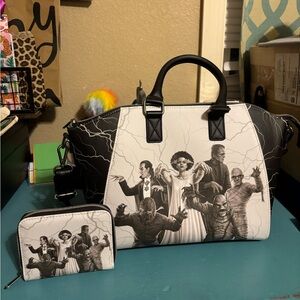 Loungefly Universal Monsters Glow-In-The-Dark Satchel Bag & Glow Mini Wallet